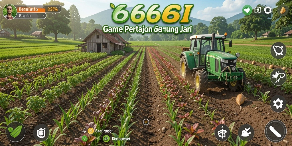 Tangkapan layar 666I menampilkan suasana pertanian yang hidup.