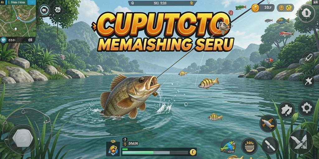 Screenshot gameplay CUPUTOTO menampilkan aksi memancing yang mendebarkan.