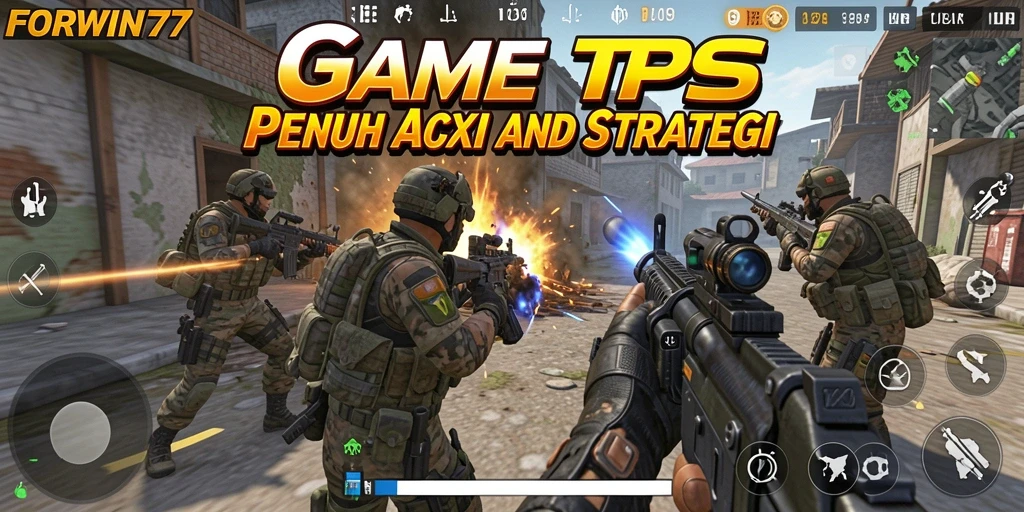 Tampilan gameplay seru dalam pertempuran TPS FORWIN77.