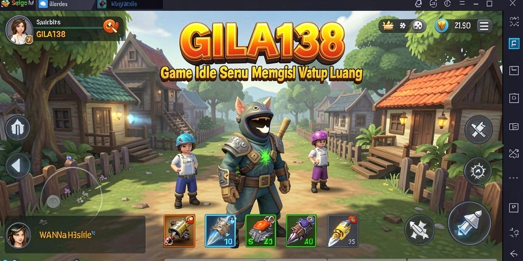 Screenshot gameplay GILA138 yang menampilkan kemajuan karakter Idle.