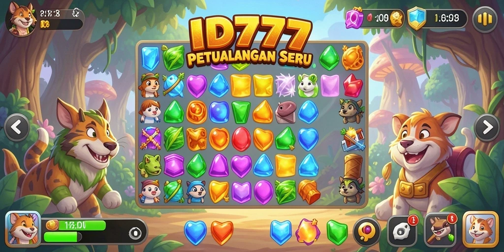 Tangkapan layar menampilkan gameplay menyenangkan dari ID777 Match-3.