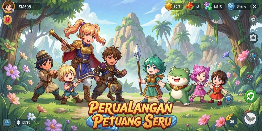 Tampilan gameplay SM605 dengan karakter Anime menarik dan aksi seru.