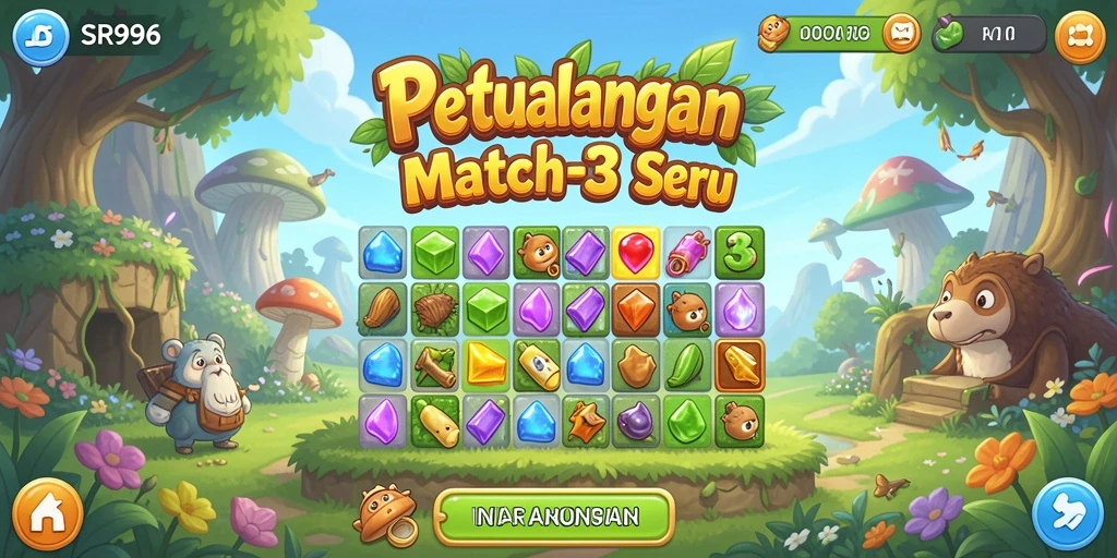 Tampilan seru gameplay SR996 dengan elemen match-3 yang menarik.