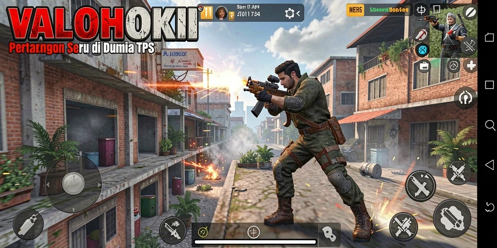 Screenshot VALOHOKI menampilkan aksi menegangkan dalam pertempuran TPS.